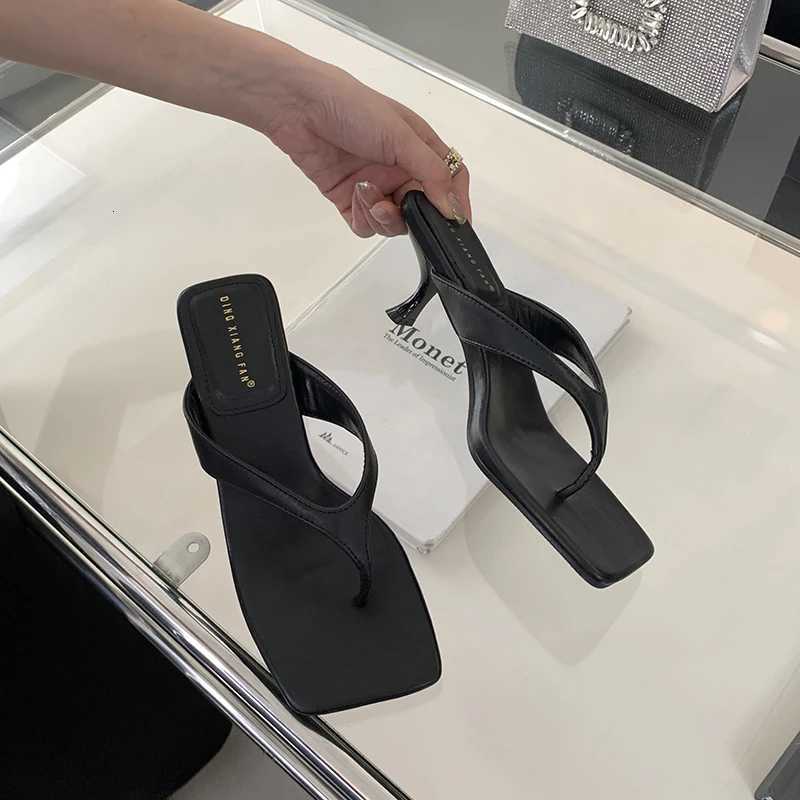 Sexy Heels Sandals Slides Ladies Shoes Fashion Women Pumps Square Toe Stiletto Flip Flops High Heels Slipper Female Summers K260311