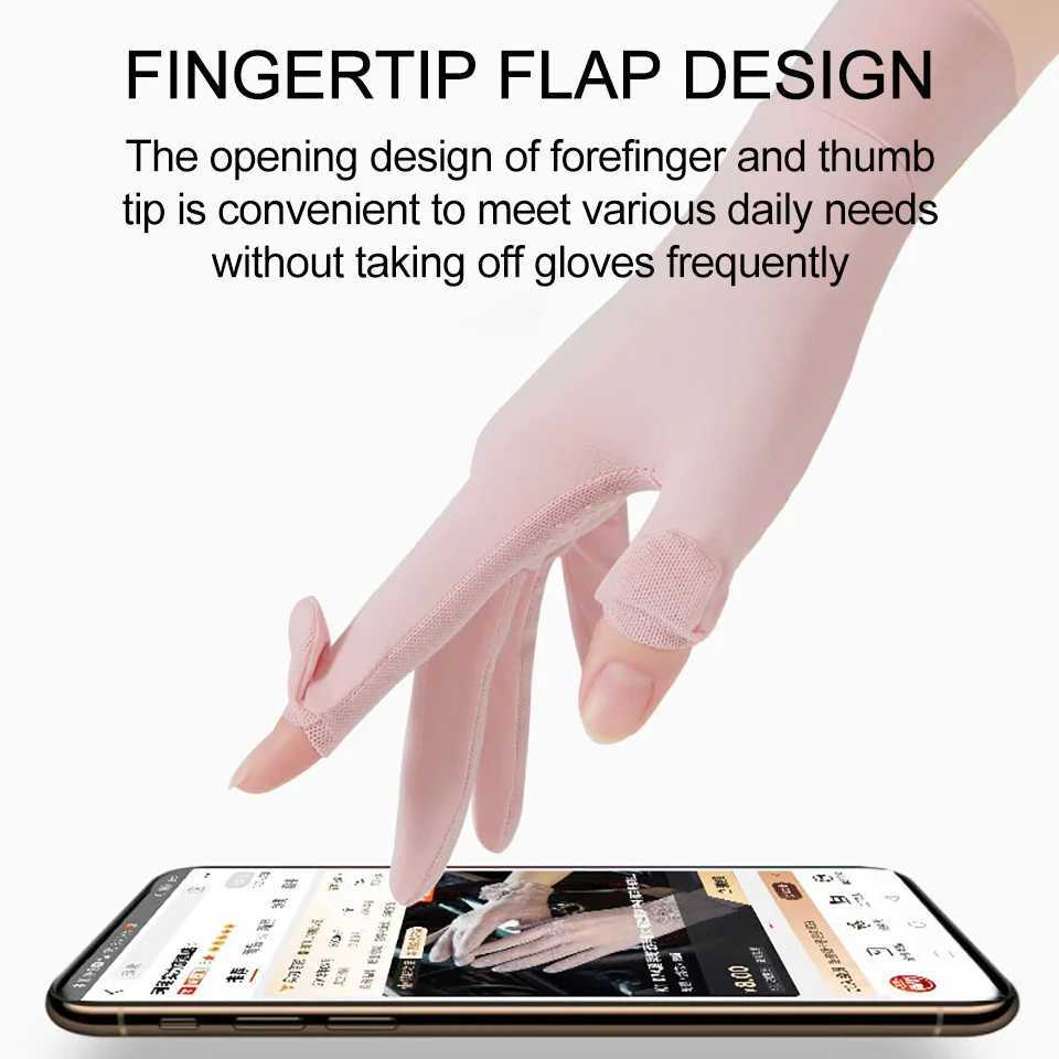 KoKossi Summer Breathable Ice Silk Gloves Women Sunscreen Fashion Non-slip Finger Flipping Riding Gloves Thin Anti-UV Gloves M260311