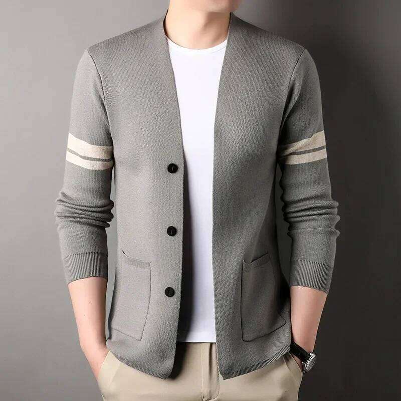LIBIELIY Knitted Cardigan Men Thin Style Spring Autumn Casual Young And Middle-aged Shawl Sweater For Outer Wea 26H0311