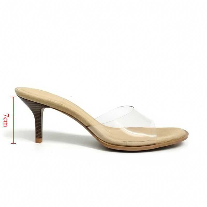 2026 New Women Nude Transparent Mules Round head thin Heel Slip-on Comfortable Office Party Casual Everyday Shoes K260311