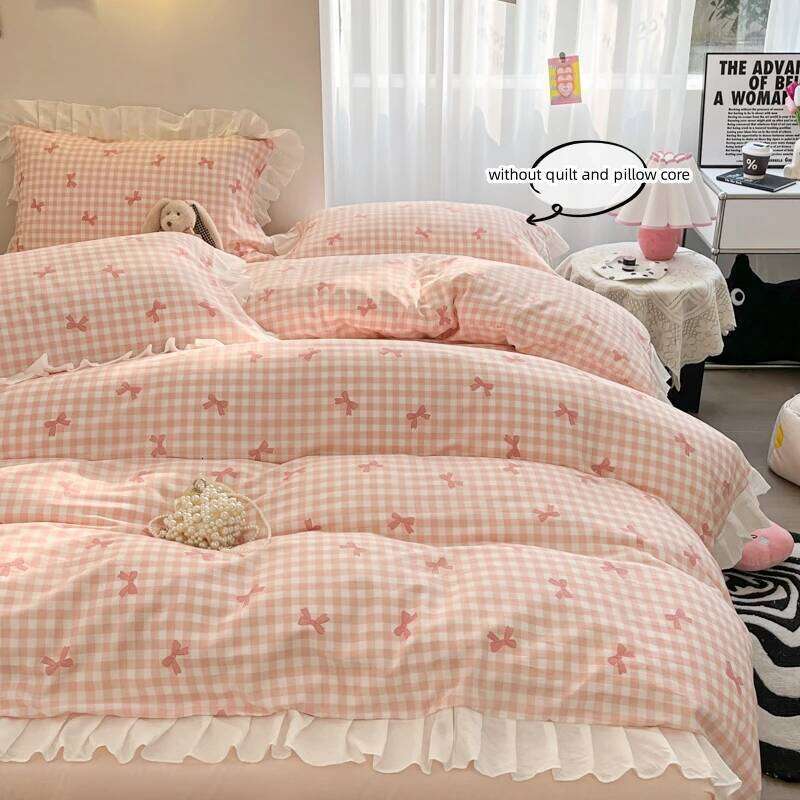 3 Piece duvet bowknot printting Quilt cover comfortable Ruffles Bedding Set Bedspread for All Season H260311