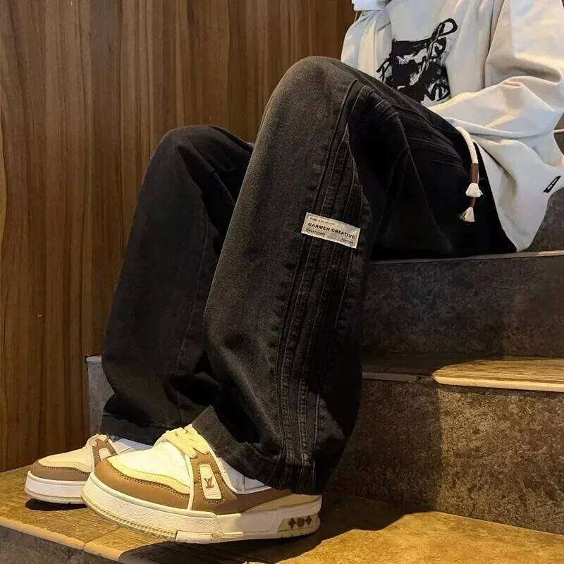 Men's Trendy American Vintage Denim Pants, Spring/Autumn New Arrival, Loose-Fit Straight Leg Flared Jeans Z260225