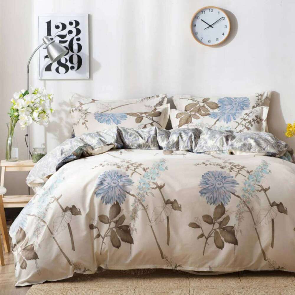 Botanical Floral Duvet 3PCS Chrysanthemum Pattern Comforter Cover Microfiber Farmhouse Flower Leaves Bedding Set Twin H260311