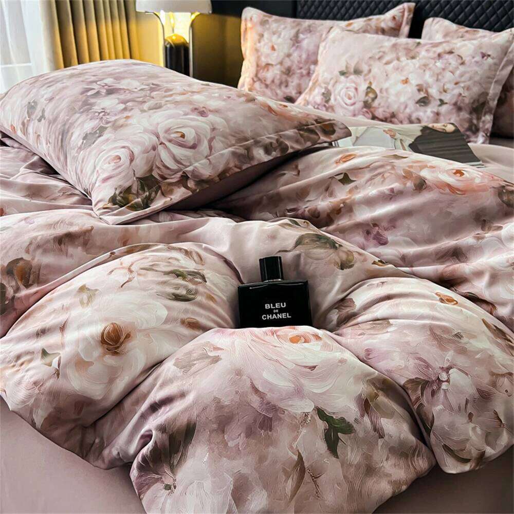 Plant Flowers Bedding Soft Bedroom Decor Comforter Duvet Cover Pillowcase Bed Sheet Washed Cotton Four Piece Set H260311