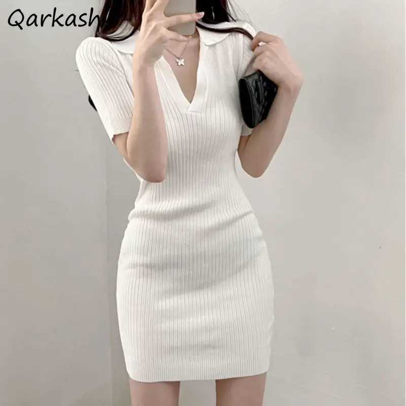 Short Sleeve Dress Women Slim Knitting Female Clothes Summer Streetwear Vacation Casual Soft Sweet Sexy Basic Ulzzang Vestidos M260311