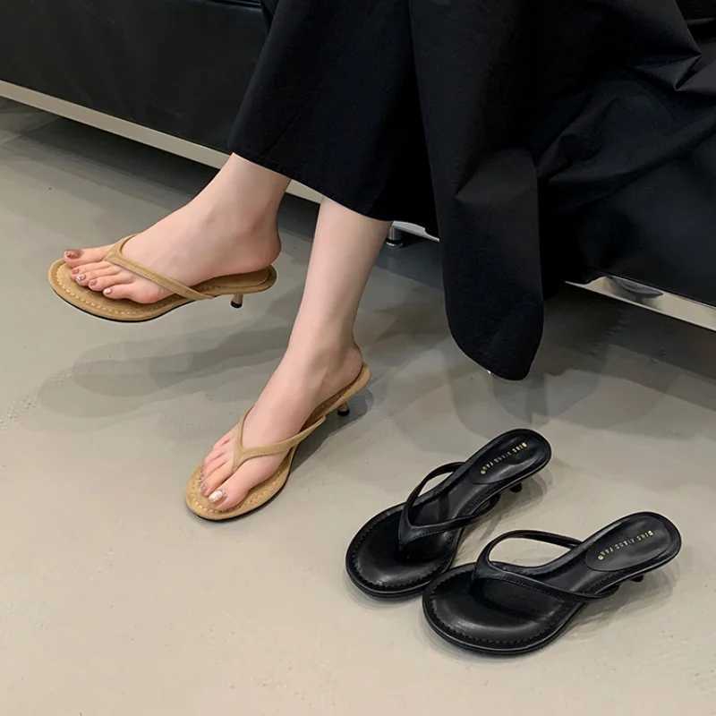 Bailamos 2025 Summer Thin High Heel Women Slipper Fashion Narrow Band Slip On Ladies Flip Flop Outdoor Dress Sandal Slides Shoe K260311