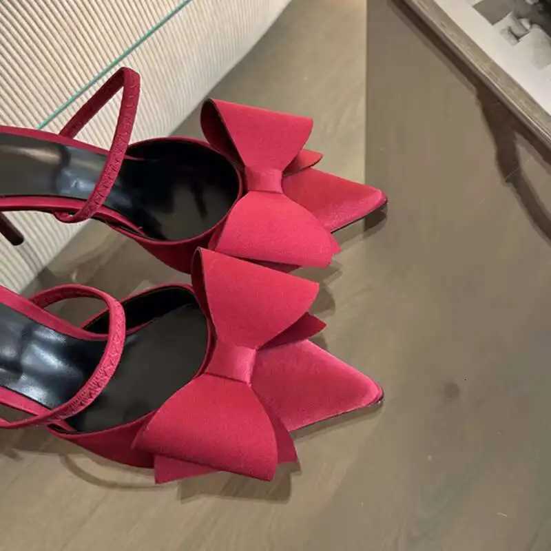 Fashion Butterfly-Knot Ladies Heels Sandals Shoes Female Pointed Toe Footwear Elegant Women Heeled Sandals Shoes Big Size 43 K260311