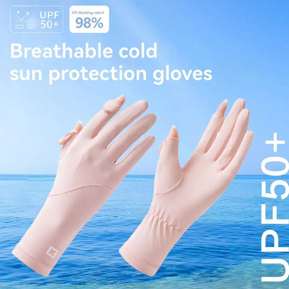 NOFOXO Summer Sun Protection Ice Silk Gloves Touchscreen Anti-Slip Thin Breathable Cool Feeling Gloves Women Sports Gloves M260311
