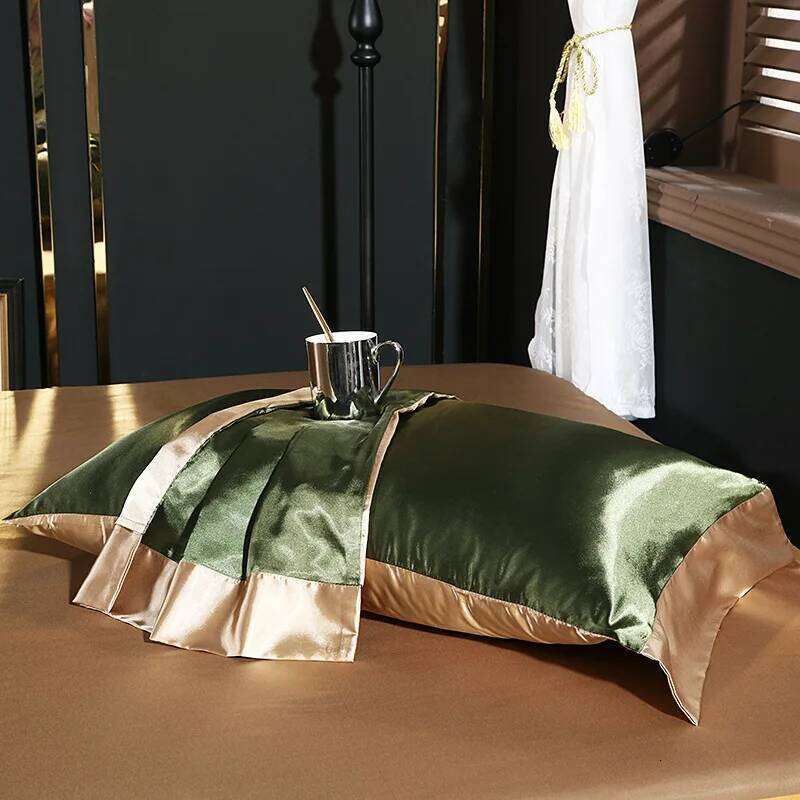 Natural Mulberry Silk Bedding Set Cover Fitted/Flat Bed Sheet Pillowcase Satin Bedsheet Solid Color King Queen Twin Size H260311 - view 3