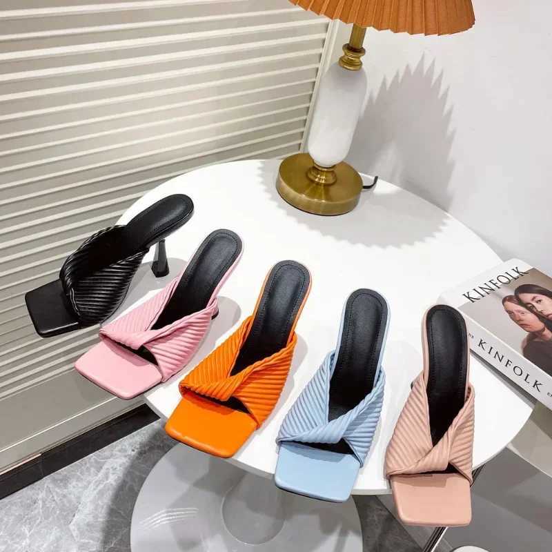 Maogu Pink Orange Womens Shoes 2024 Trend New Fashion Fashion Slides Ladies Elegant High Heel Summer Sandals K260311