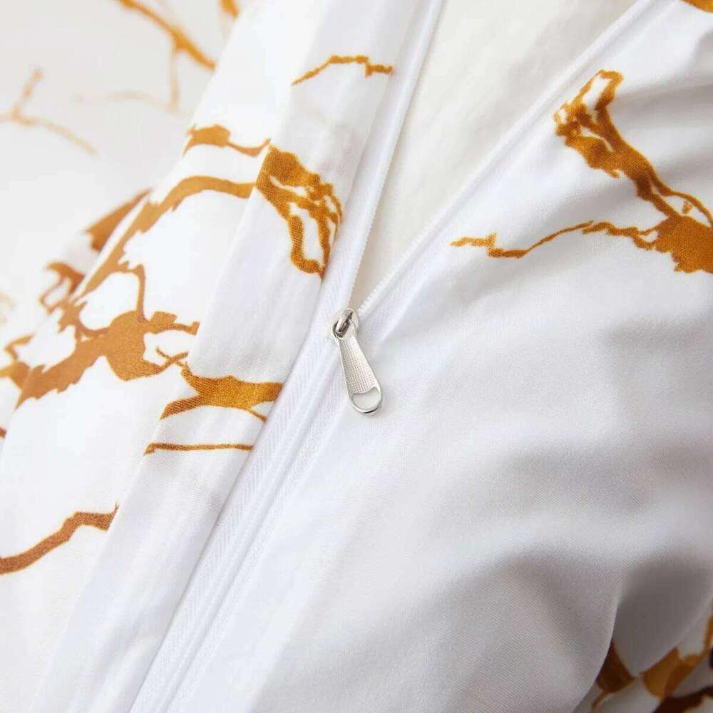 White Gold Marble Duvet Queen,Modern Abstract Comforter Cover with Pillowcase for Teen,Kids Watercolor Artwork Bedding Set H260311