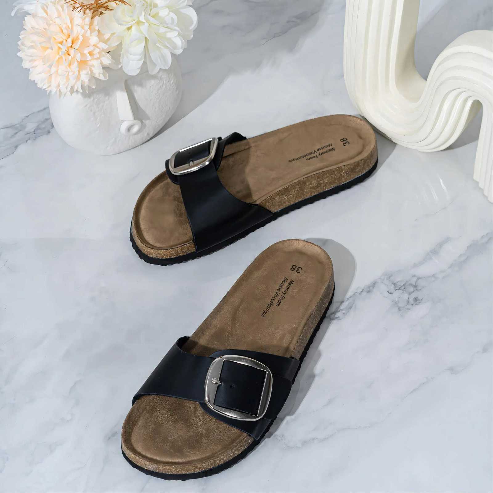 Comemore womens sandals summer 2026 New women sandals lazy shoes cork soles high-looking shoes for women sandals K260311