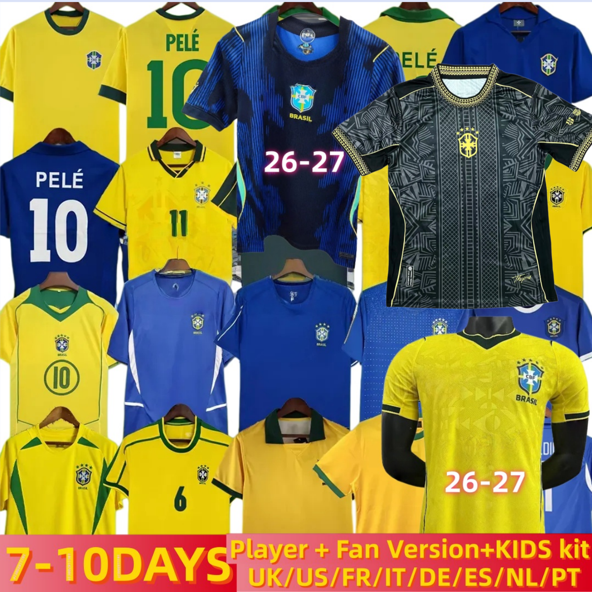 brazil jersey 26 27 Brasil World cup Soccer Jerseys Retro 98 02 04 06 04 10 Football tops Shirt VINI JR RODRYGO PELE Vintage NEYMAR Ronaldinho camisa de futebol Kids kit