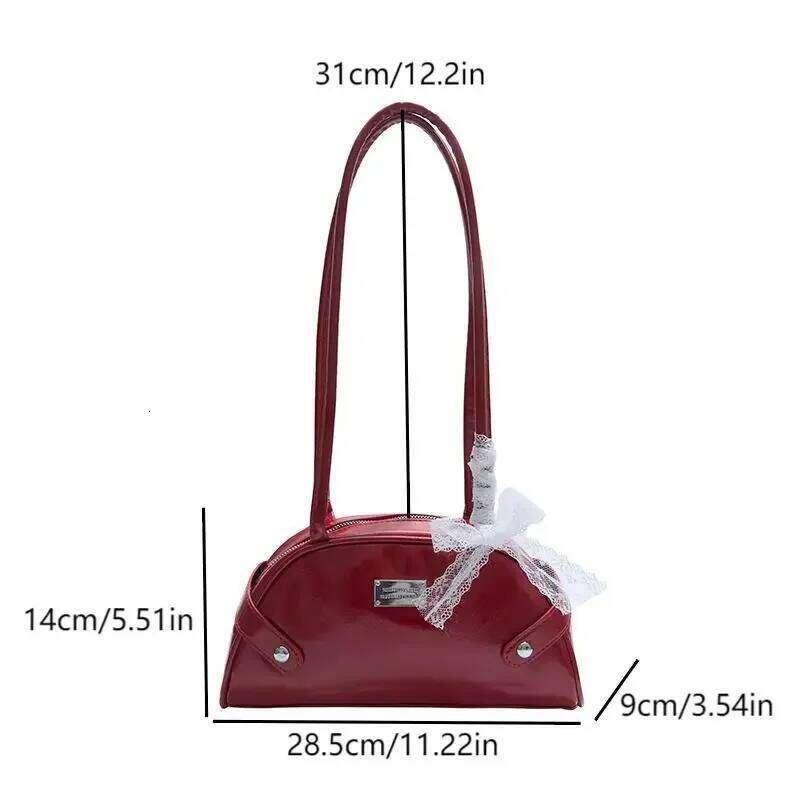 Women Casual PU Leather Tote Bow Leisure Armpit Solid Color Travel Underarm Handbag Female Dating Bag XJ260311