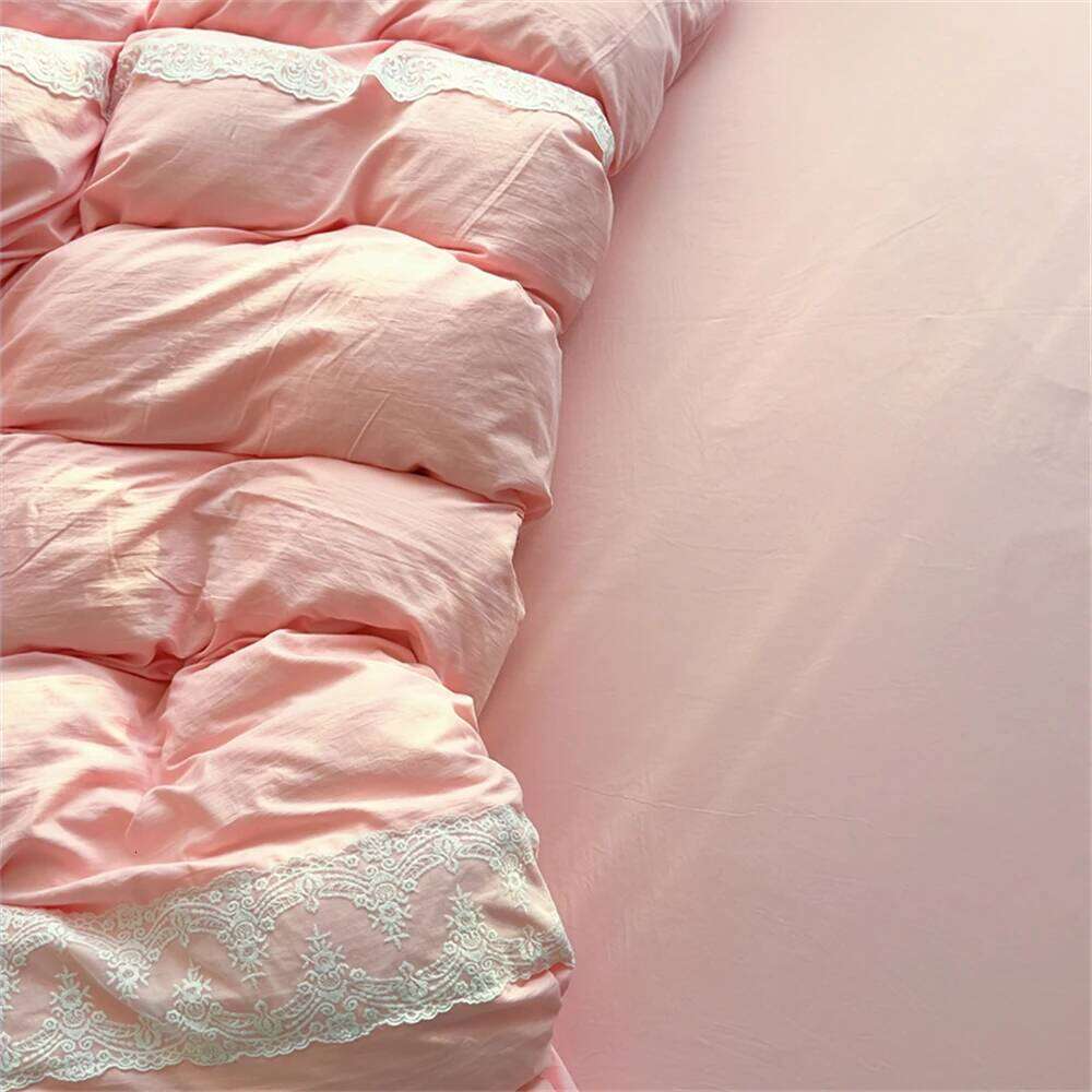 Solid Color Class A Wash Cotton Bedding Duvet with Bed Sheet Queen King Size Quilt Cover Soft Comforter Four Piece Set H260311