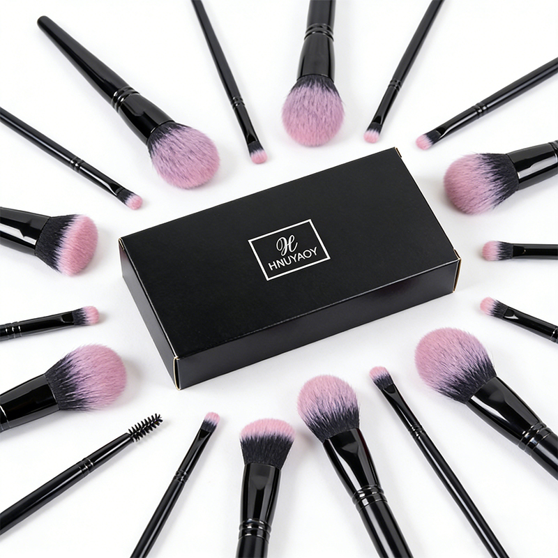 18 Piece Daily Essential Makeup Brush Set, Stylish High-grade Solid Wood Paint Handle, Silver Thickened Aluminum Tube, Premium Pink Fiber Brush Head, 