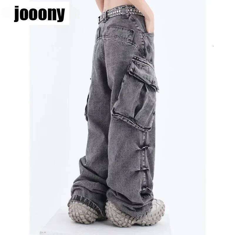 Wide Leg Baggy Clothing Cargo Men Street Vintage Washed High Waisted Four Seasons Jeans Pants Casual Z260225