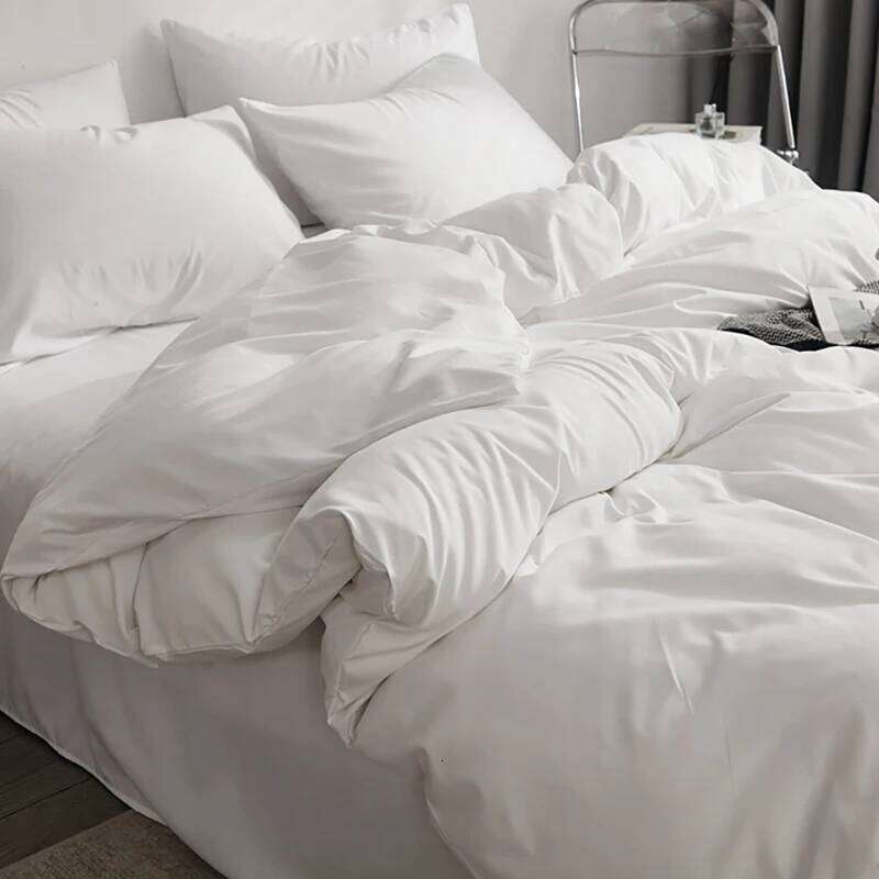 2025 new solid color matching grinding four-piece spring and summer non-pure cotton quilt cover bed sheet 3-piece set H260311 - view 3