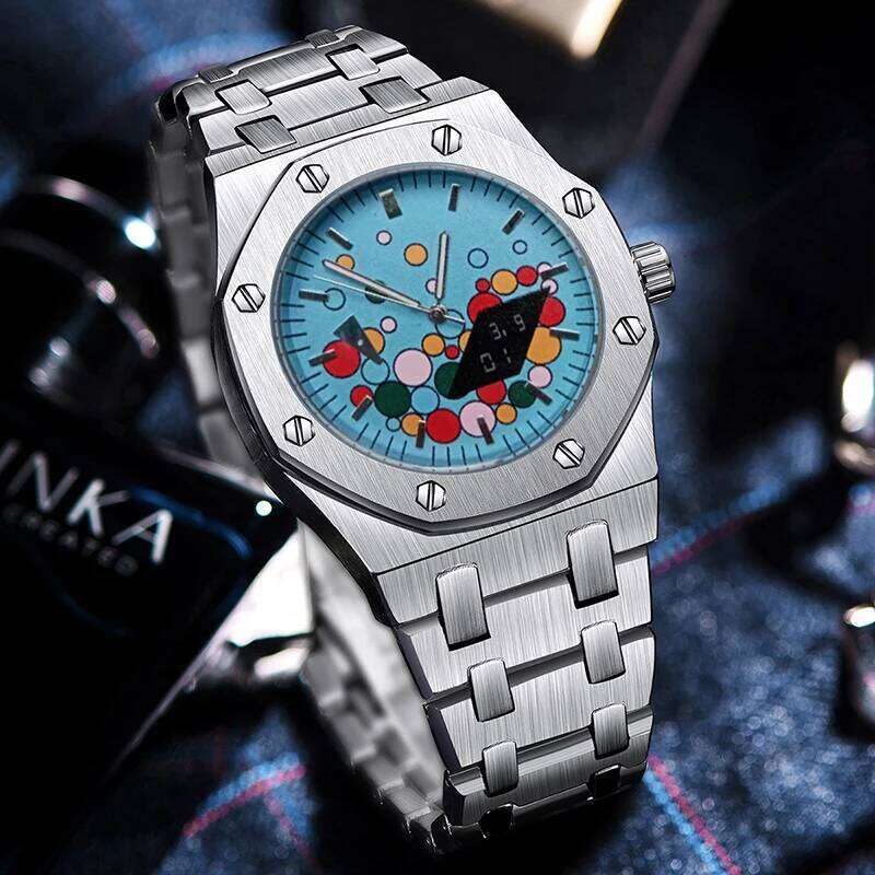 Quartz Watch For Men Geometric Design Fashion Sports Waterproof Chronograph Luminous Man Wristwatch Business Men's Watches Clock