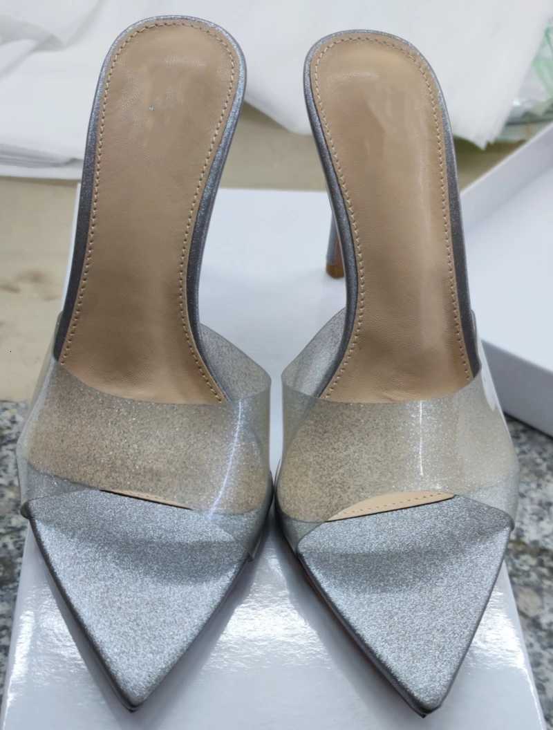 New Four Seasons Womens High Heel Sandals Shiny Pointed Open Toe High Heel Stiletto Transparent High Heels K260311