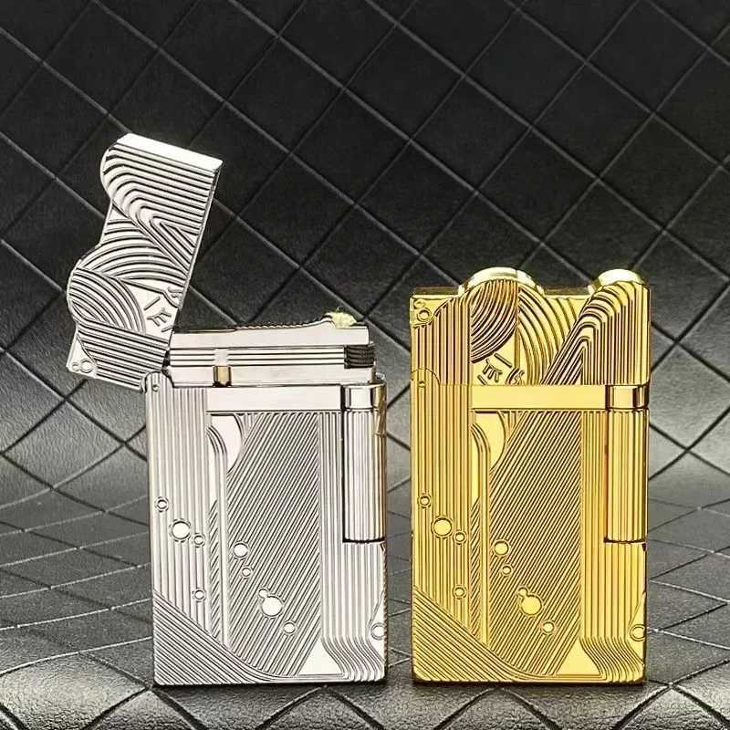 Creative mermaid pattern fuel lighter classic brass material crisp sound side-sliding ignition exquisite gift for men N260311