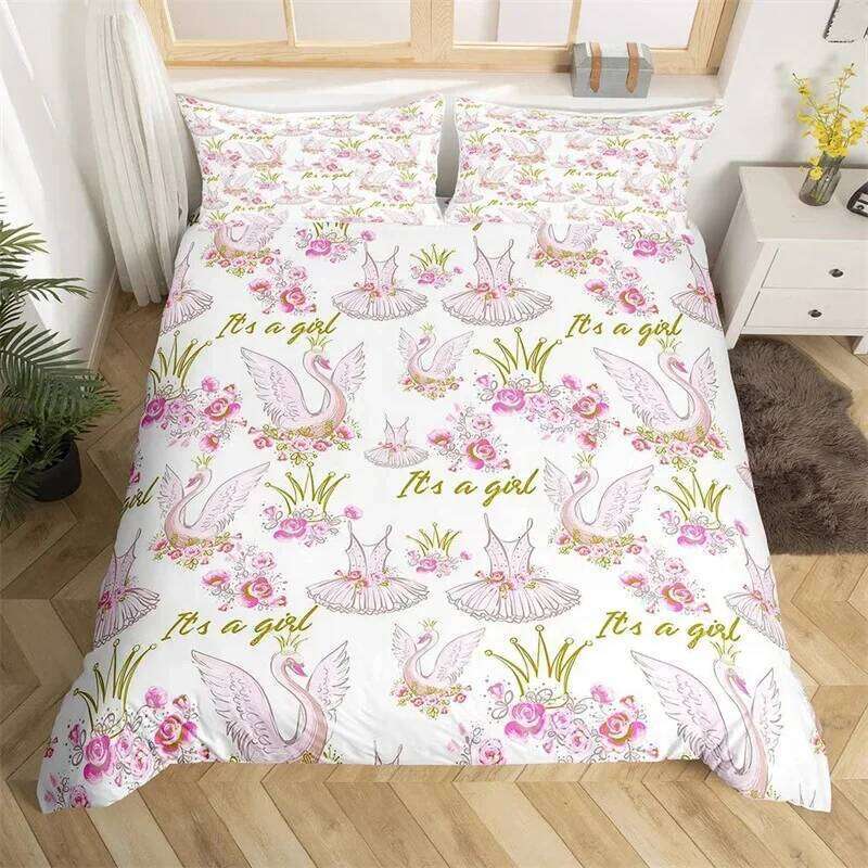 Ballet Duvet Ballerina Rose Flower Bedding Set Cute Little Dancers Comforter Cover Twin King For Girl Gymnastics Lover H260311