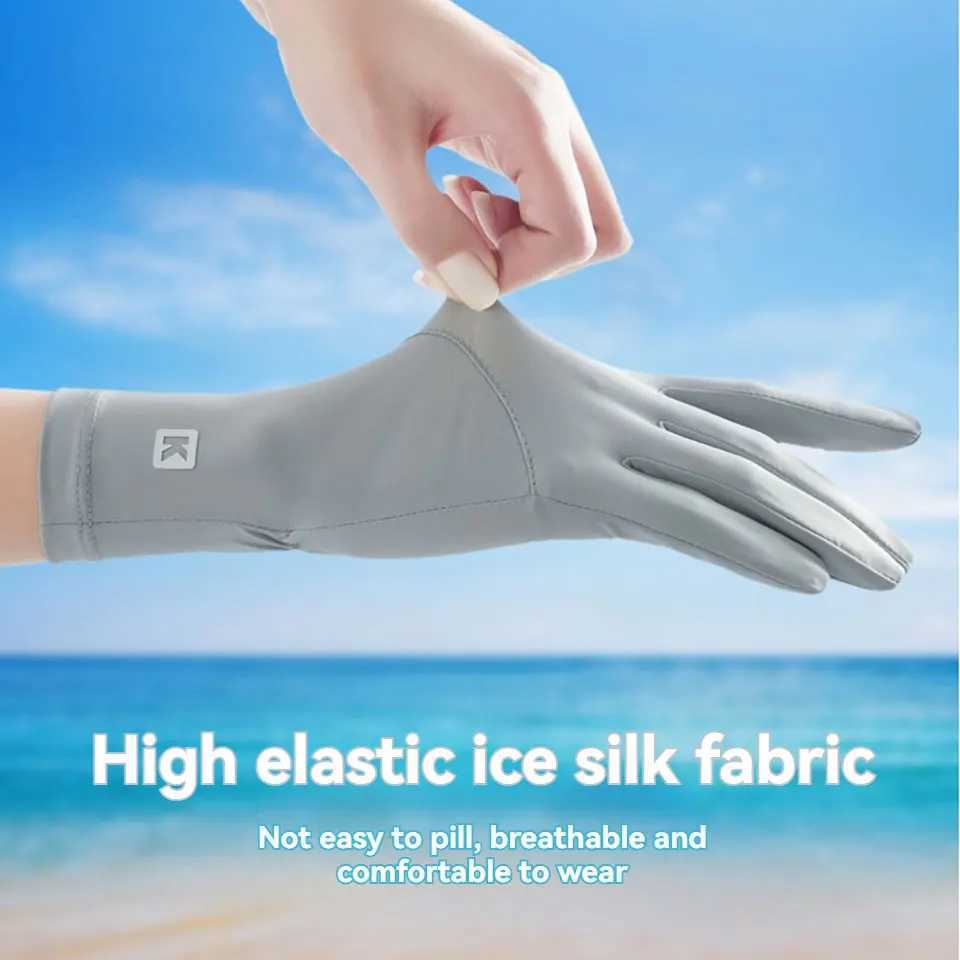 NOFOXO Summer Sun Protection Ice Silk Gloves Touchscreen Anti-Slip Thin Breathable Cool Feeling Gloves Women Sports Gloves M260311