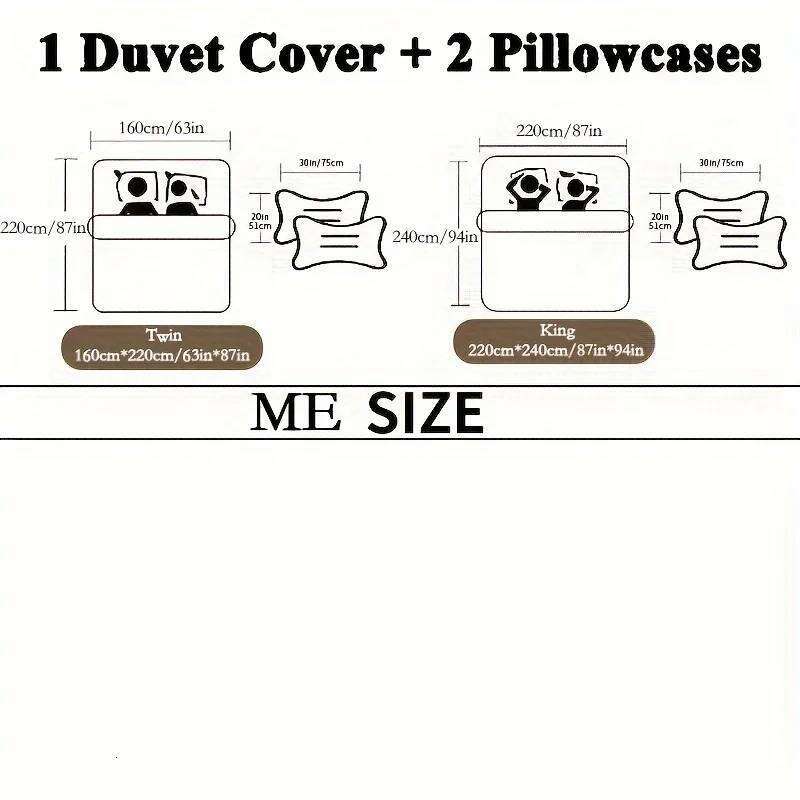 3pcs Multicolor Printed Set Soft Comfortable Bedding for Bedroom Guest Room - Includes 1 Duvet Cover and 2 H260311