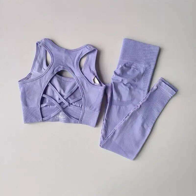 2PCS Sports Women's Set Professional Fitness Tank Top Shockproof Running Leggings Yoga Suit Beautiful Bra Clothing 26H0310
