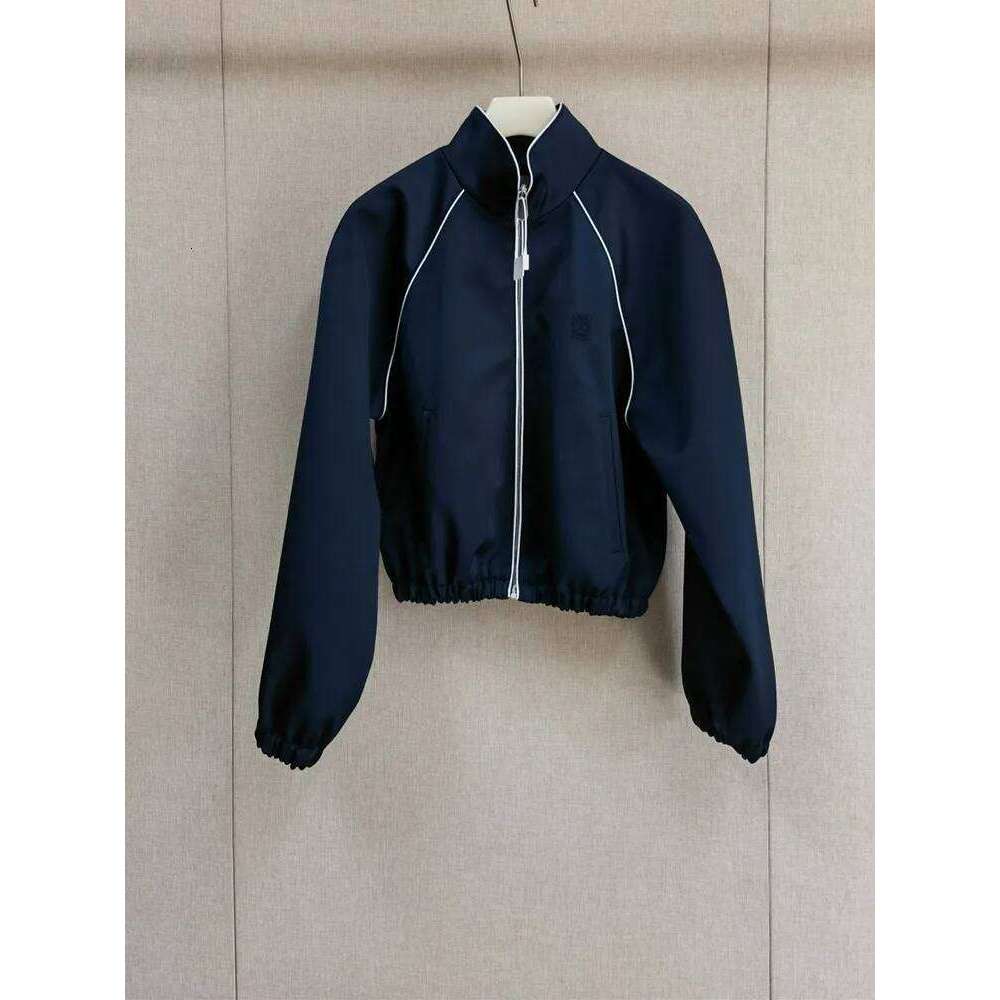 Satin Women Letter Embroidery Short Jacket Stand Collar Bright Thread Decoration 2026 Spring Female Zipper Slanted Pocket Coats Mdng260311