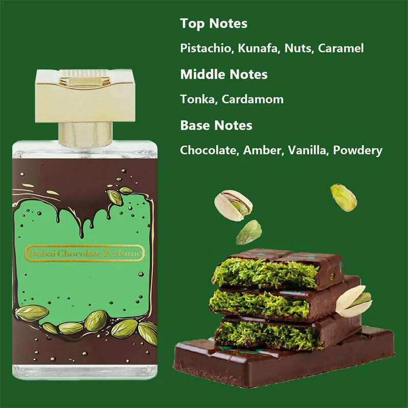 Dubai Pistachio Cocoa Kunafa Vanilla Perfume,Unisex Cuisine Fruity Notes Eau De Parfum,Chocolate Fragrance Spray,Fresh Scent Z260311