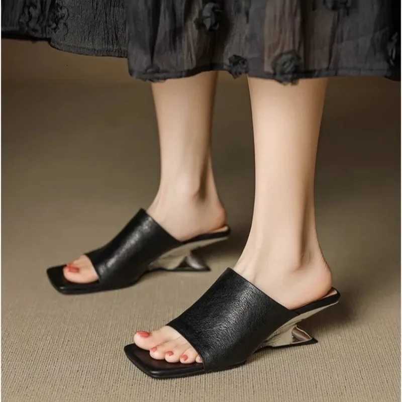Fashion Limp Heel for Women 2025 Summer New Square Toe Special-shaped Heels K260311