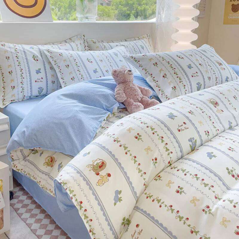 35colors, 4pcs, 100% cotton bedding set, four-piece sheet comfort girly fresh style couple bed comforter set H260311