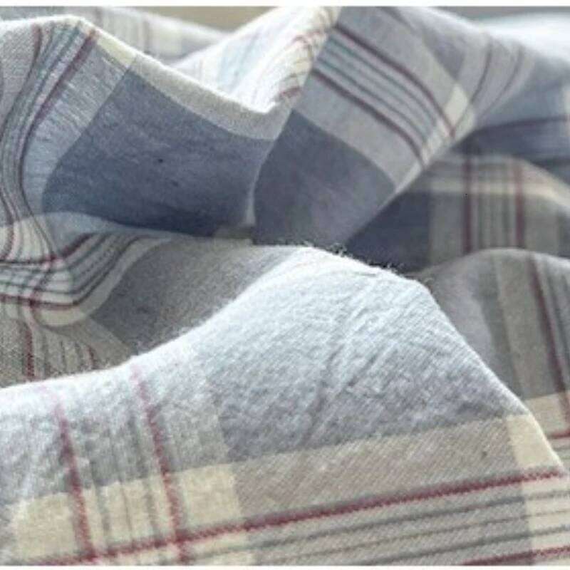 2025 New Simple Japanese style gray grid bed sheet duvet cover 4-piece student apartment four season 3-piece set H260311