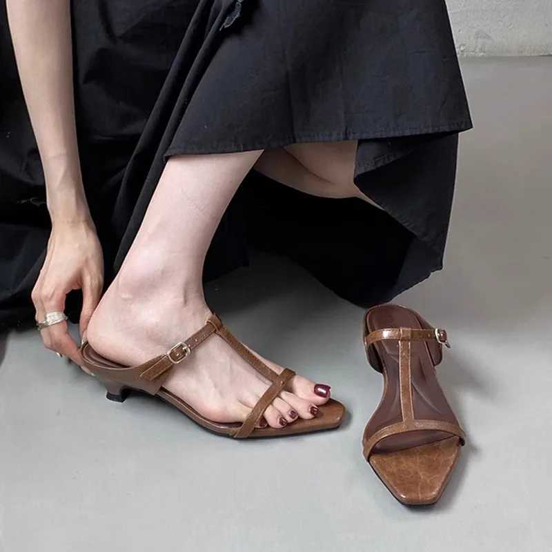Women High Heels Slippers Square Toe Shoes Sexy Sandals 2025 Summer Open Toe Beach Dress Shoes Woman Pumps Sandalias Mujer K260311