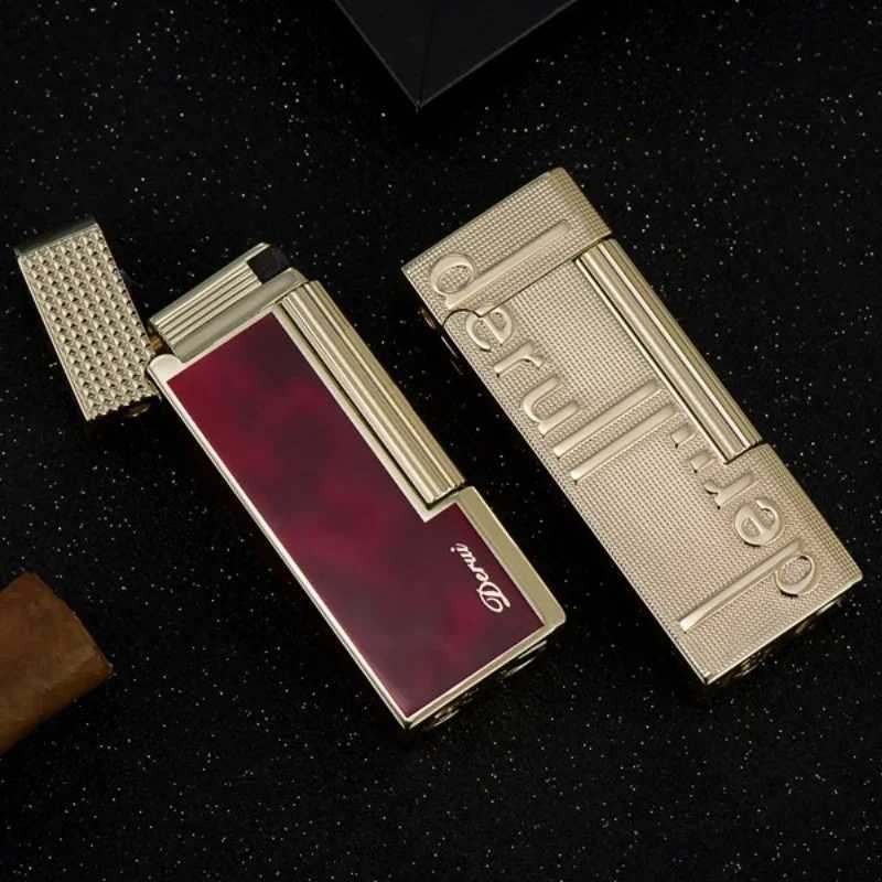 New High-end Womens Narrow Version Lighter Metal Grinding Wheel Side-slip Ignition Gas Open Flame Lighter Exquisite Gift N260311