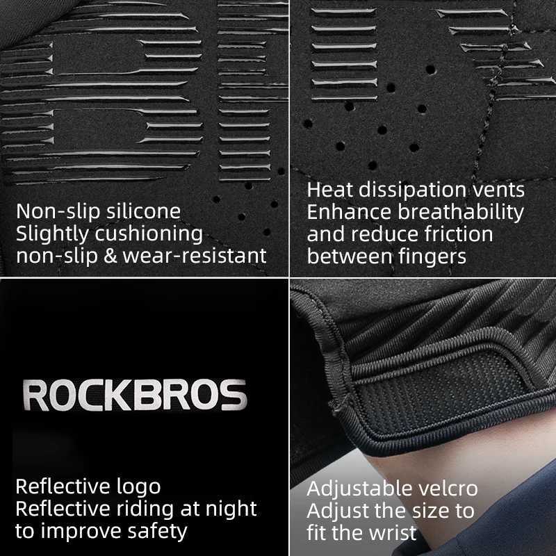 ROCKBROS Winter Cycling Gloves Thermal Windproof Warm Full Finger Gloves Touch Screen Men Women Outdoor Sports Bicycle Gloves M260311