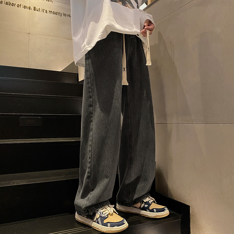 Retro Men's Jeans Spring Autumn Straight Loose Trendy Wide Leg Pants High Designer Pants Street Versatile Casual Long Pants