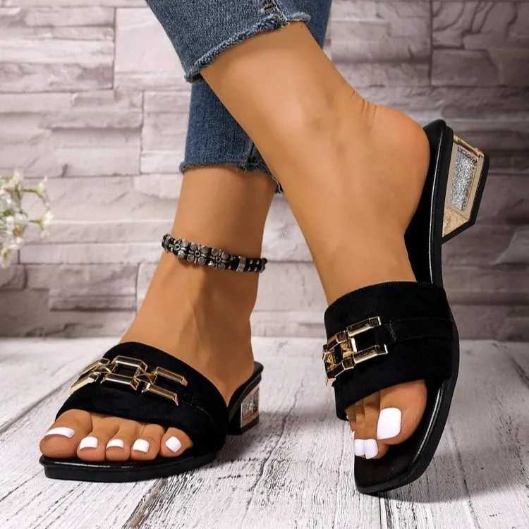 Womens Spring and Summer Casual Sandals Bohemian Metal Fashionable Unisex Sandals Beach Shoes Versatile Kitten Heel Sandals Vacation Parties Daily W K