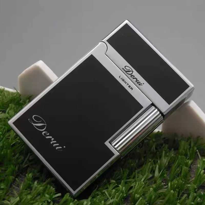 Derui Luxury Side Sliding Bright Sound Inflatable Butane Gas Lighter Metal Gas Open Flame Smoking Accessories Mens Gift Lighter N260311