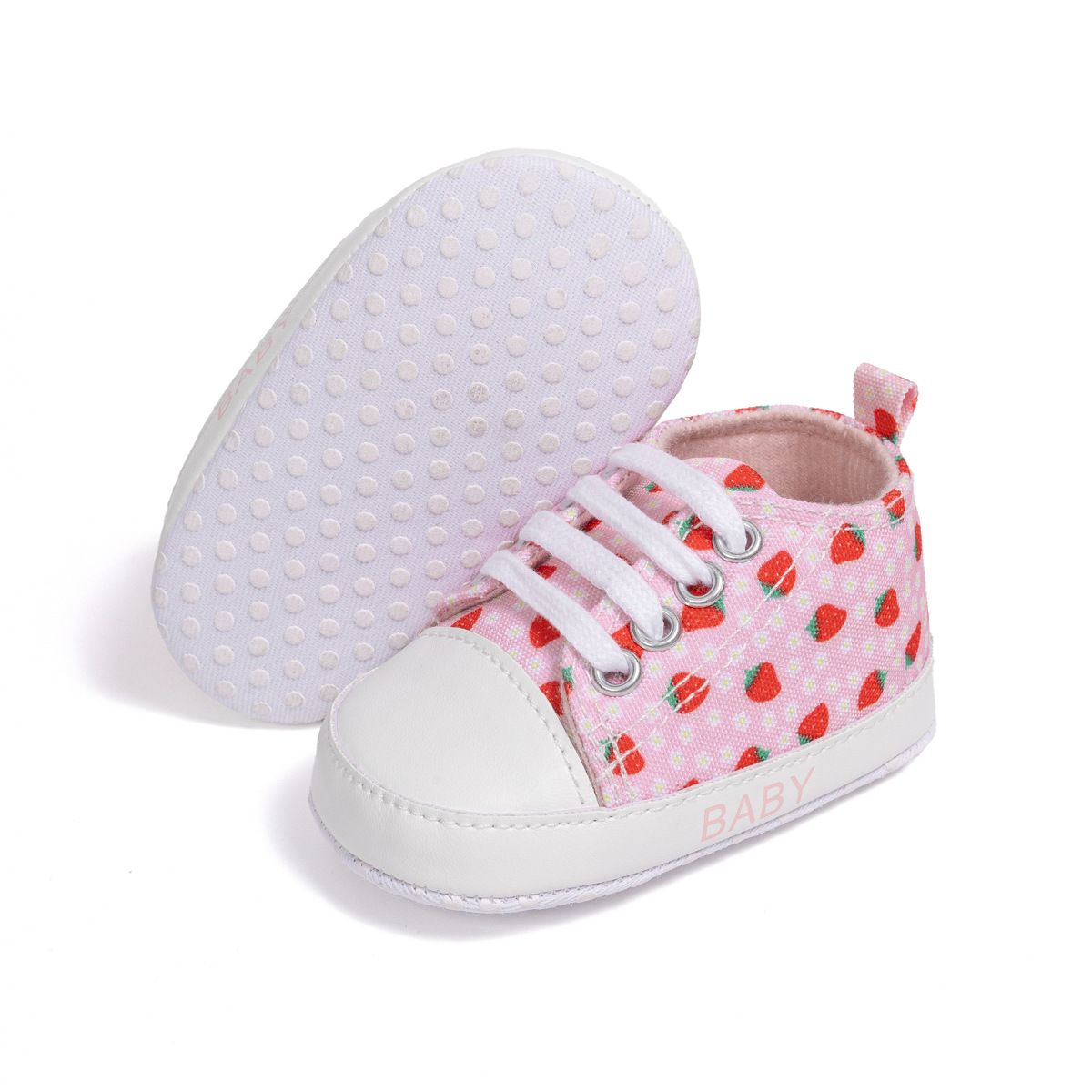Hot Sale Infant Strawberry Girls Baby Casual High Top Non-Slip Soft Bottom Soft Sole Kidszworld Toddler Crib Shoes 0-18M Months K0014