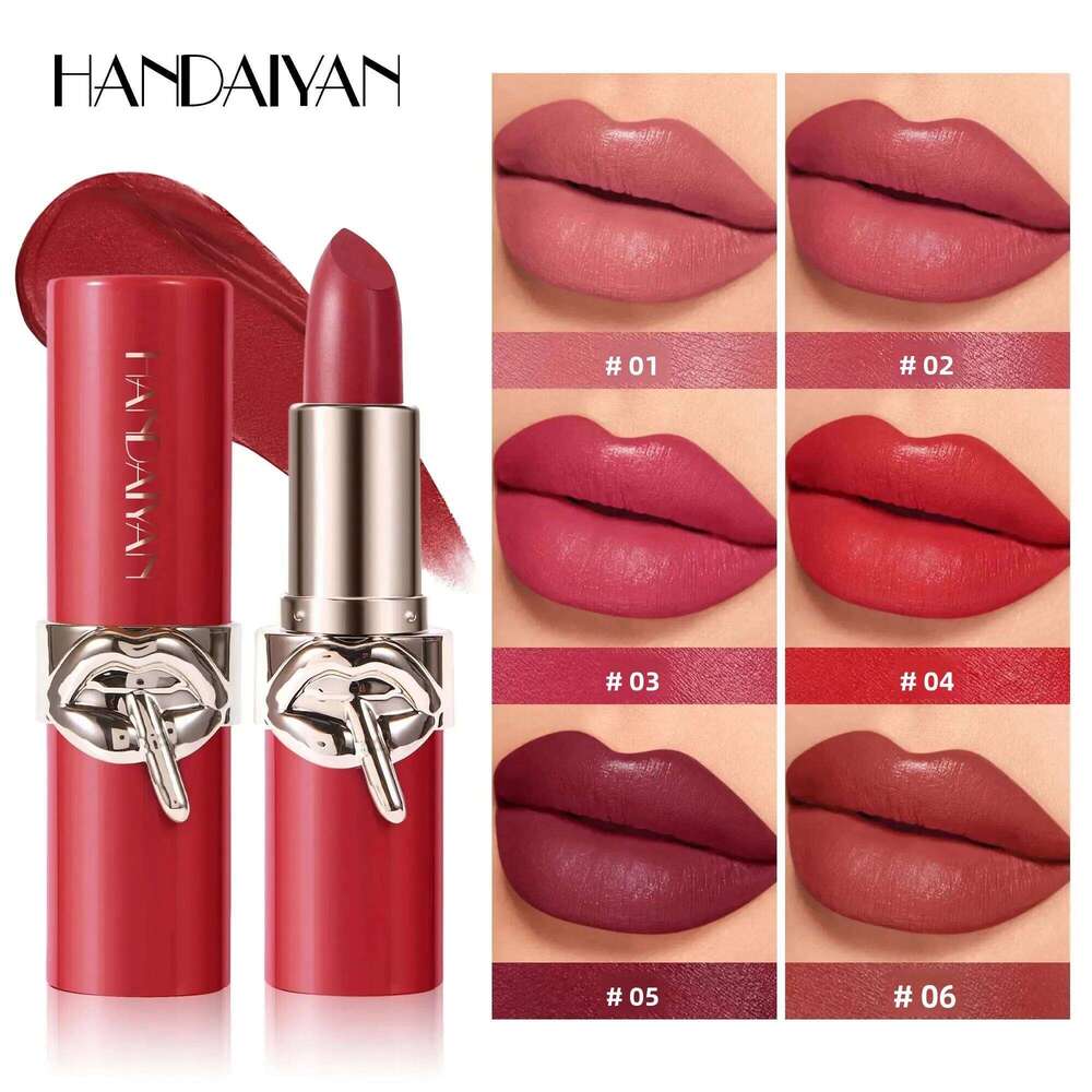Long Lasting Velvet Lipstick Creamy Moisturizing Waterproof Non Stick Cup Rich Color 6 Shades Smooth Lip Makeup Women W260311