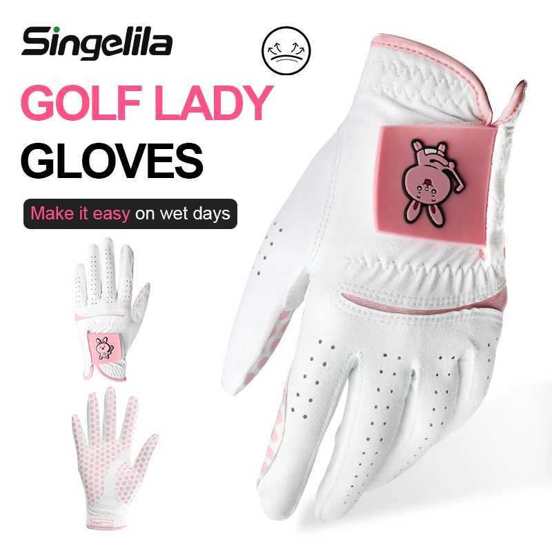 Singelila South Korea Japan Gloves Womens Superfiber Cloth Wear-resistant PU Cute Cartoon Sports Non-slip Breathable M260311