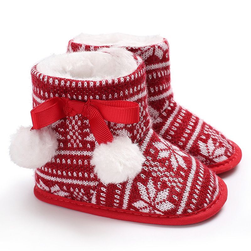 New year Christmas Newborn Baby Shoes Boys Girls Toddler First Walkers Soft Bottom Kidszworld Infant Flats Warm Snow Boots 0-18 Months K003