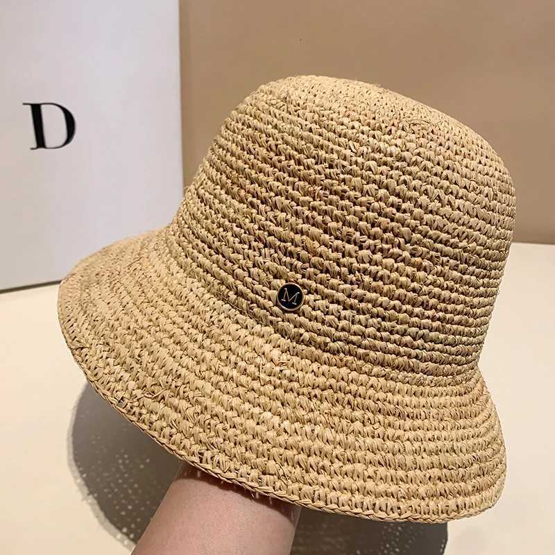 Designer High-quality Raffia Straw Hat Wen Summer Beach Sun Hats Korean Luxury Travel Sun Protection Breathable Fisherman Hat X260311