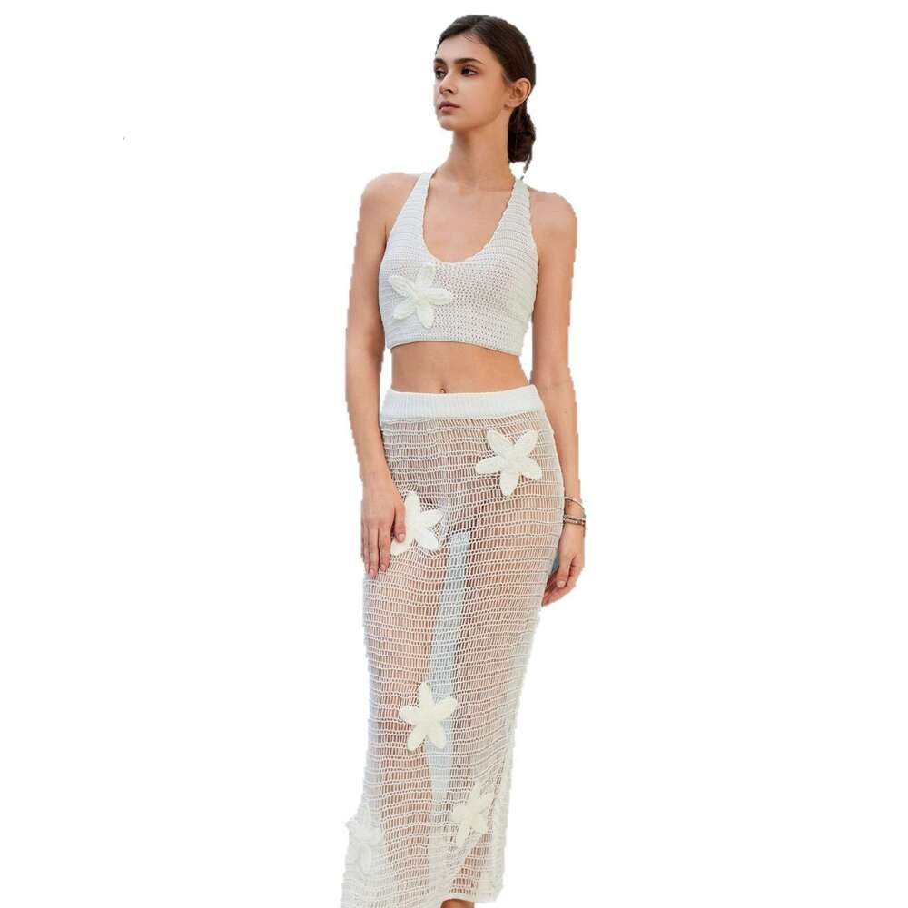Solid Color Sexy Knitted Cover-Up Beach Dress Bikini Swimsuit Sun Protection For Women Designer