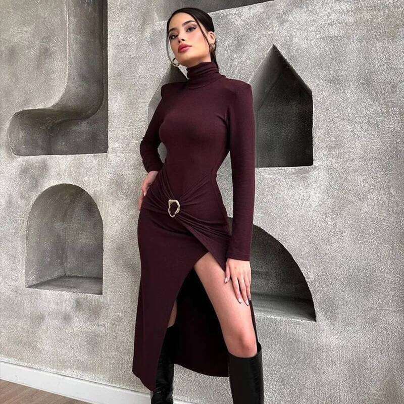 Dresses for New Long Sleeve Turtleneck Slim Sexy Black Package Hip Dress Women Vestidos De Verano Mujer Z260311