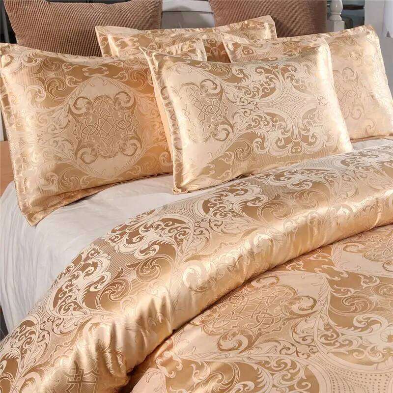 50 Bedding Set Queen King Size Duvet Cover Silky Bed Linens Quilt High Quality Gold Colour 2/3pcs Comforter H260311