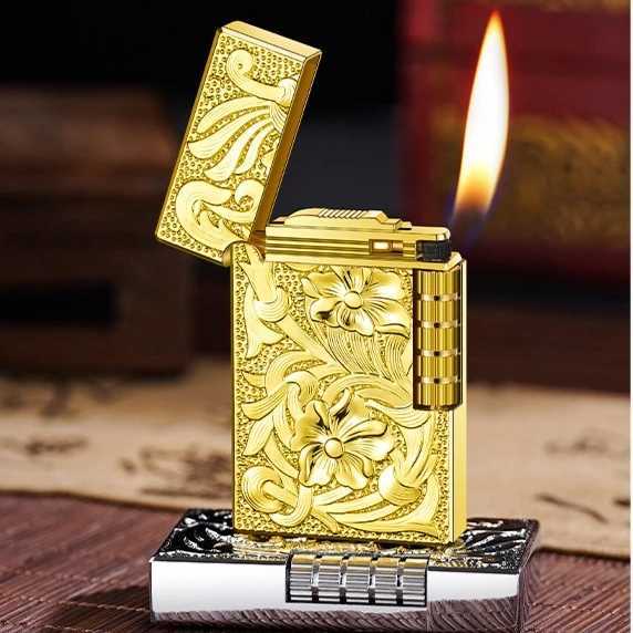Personalized Sliding Abrasive Wheel Clear and Loud Metallic Tone Steel Sound Inflatable Business-style Open Flame Lighter N260311