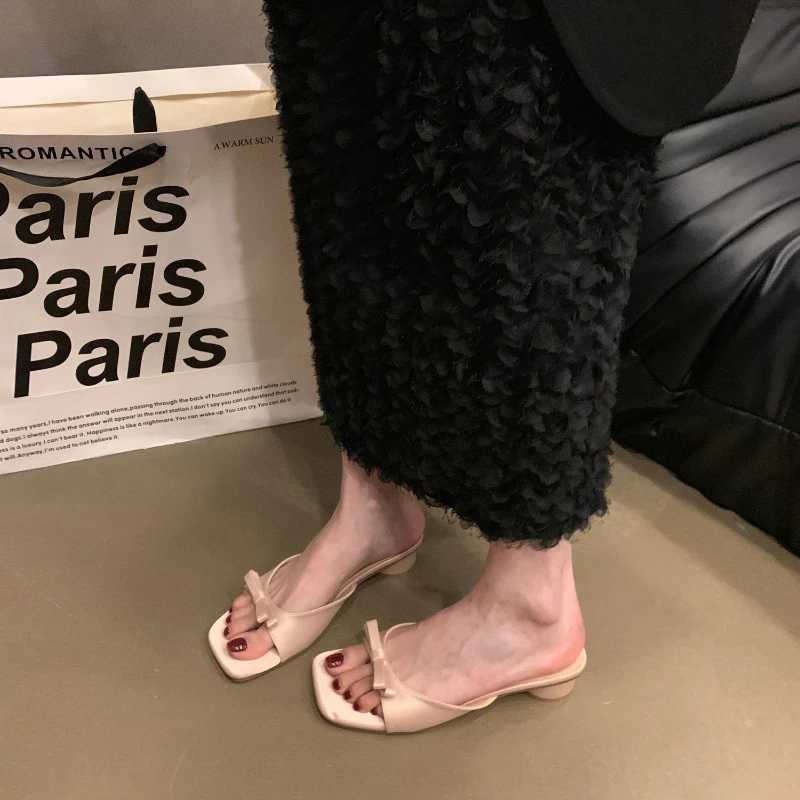 Designer Open Toe Low Heel Women Cute Slides 2026 Summer Womens Vacation Shoes K260311